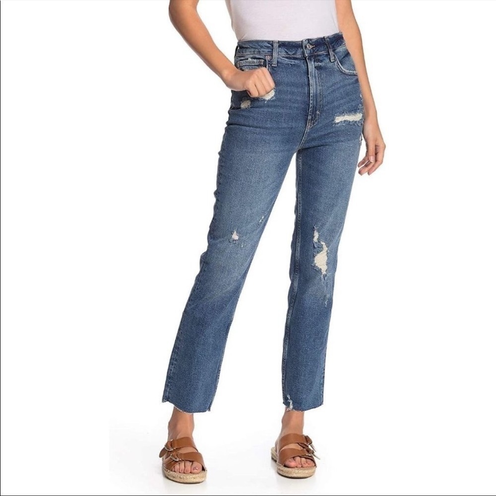 Free People We the Free Raw Hem Distressed Jeans‎ in Blue Size 25